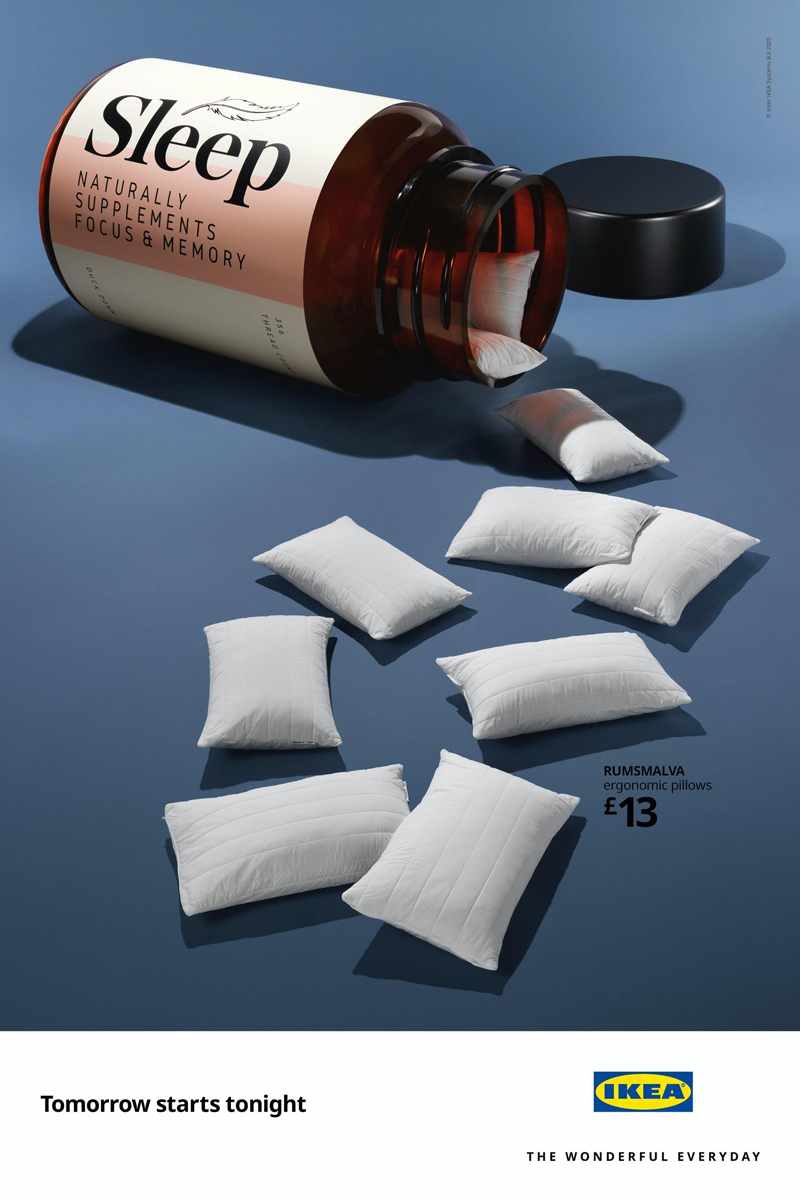將睡眠床品制成抗衰老產(chǎn)品，宜家平面喊你今晚早點(diǎn)睡